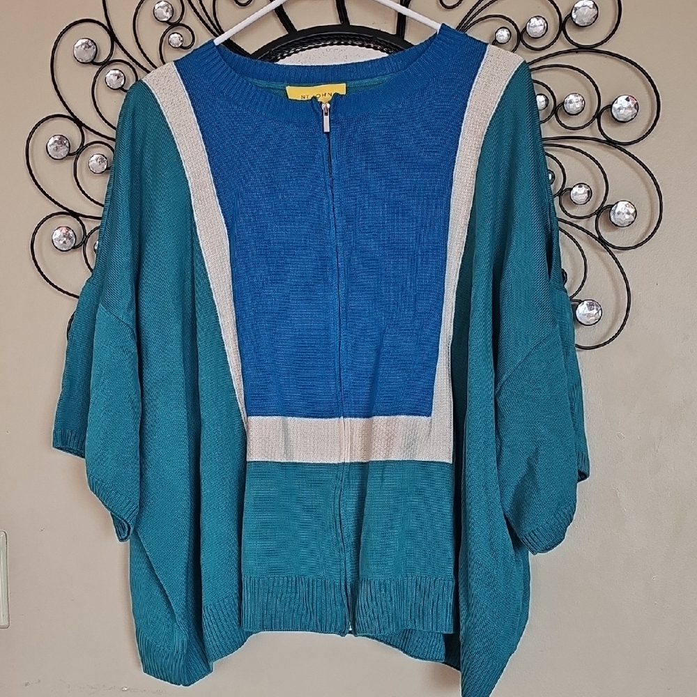 St. John Teal and Blue Women's Poncho
